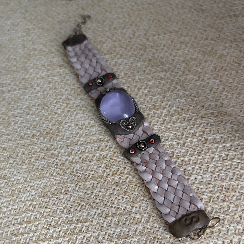 Braided Bracelet with Purple Stone
